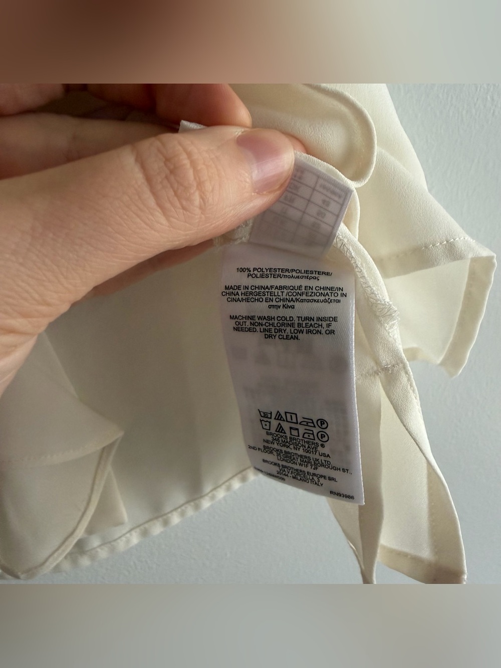 Brooks Brothers Cream Sheer Ruffle Front Button Down Blouse - Picture 5 of 5